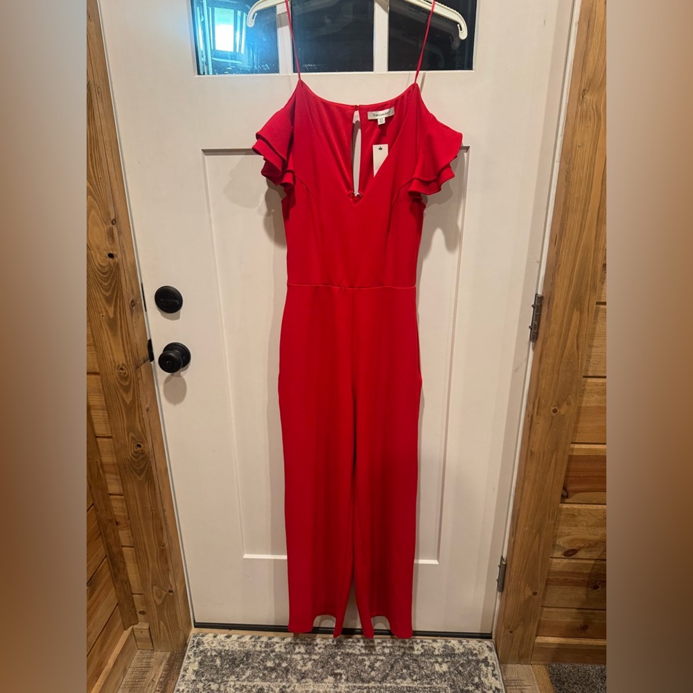 Red Cold Shoulder Jumpsuit